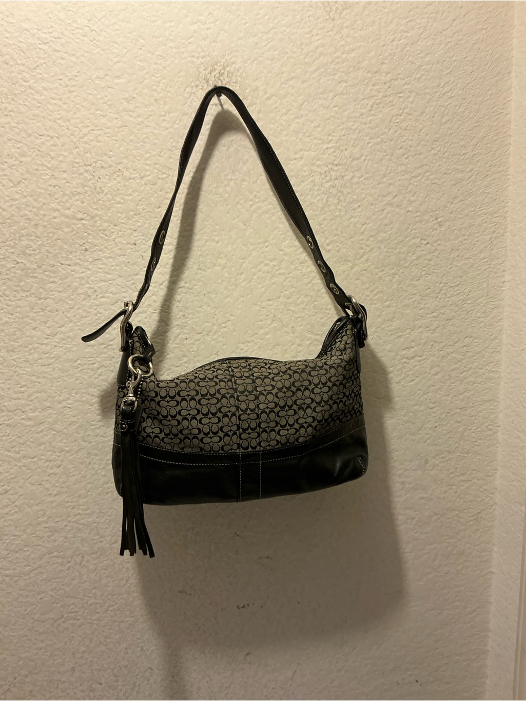 Coach Signature Black Shoulder Bag F10418 Monogram Soft Vintage Y2k